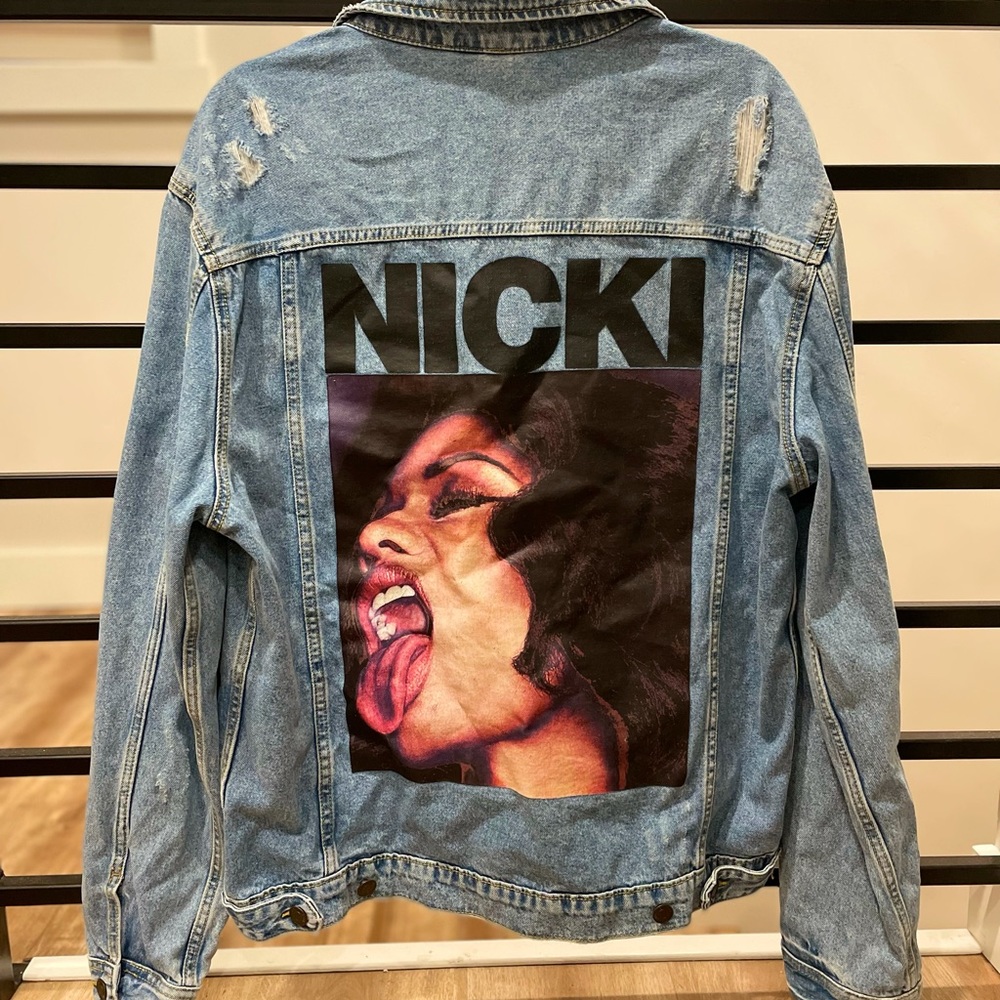 BRAND NEW - H&M jean jacket. Size L. Grateful Dead patch added.